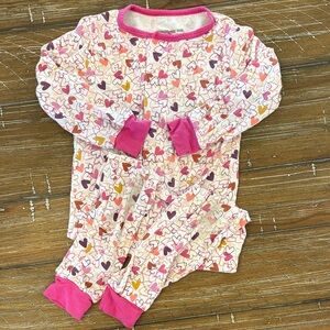 Magnetic Me Heart Print Pajama Set with Pink Trim